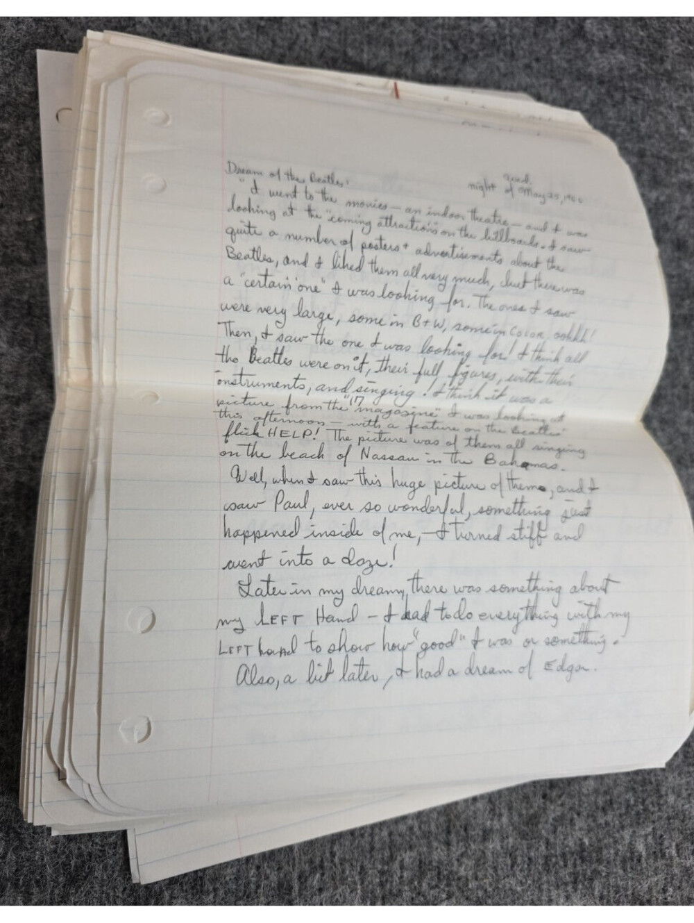 1967 1969 Beatles Fan Dream Diary Handwritten Archive Paul McCartney Lennon